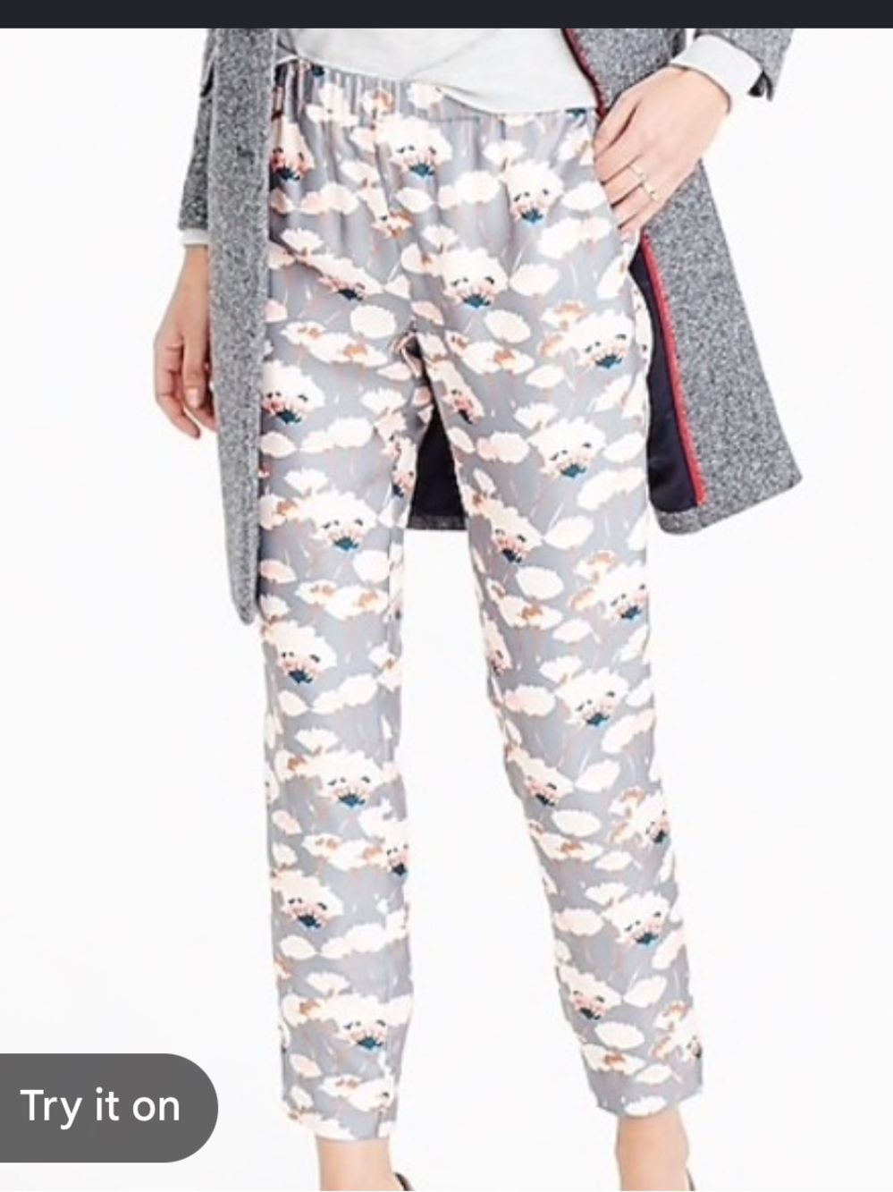 J. Crew collection Light Gray Floral Ankle Pants